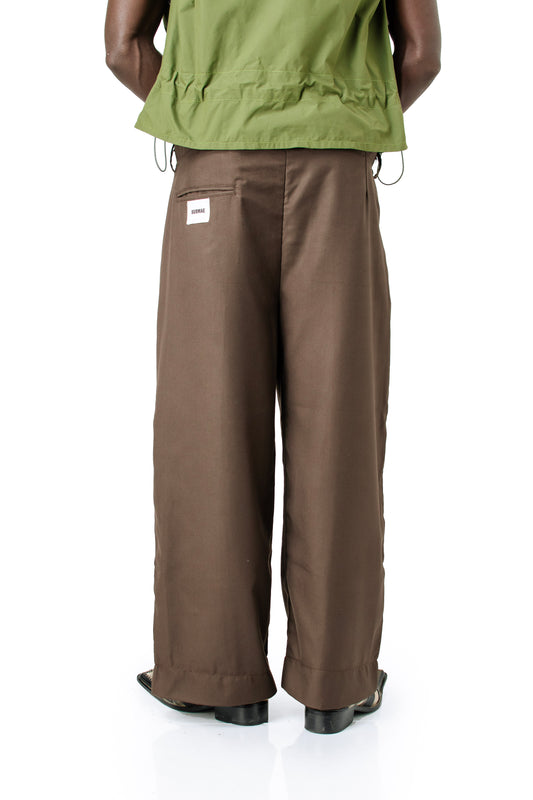 CASHMERE PLEATED TROUSERS in dark brown