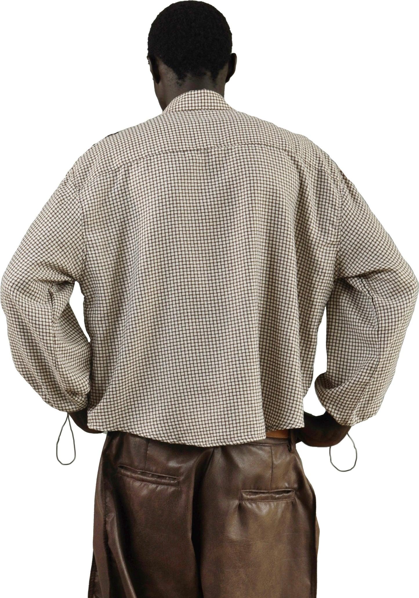 KETEKE TRANSIT BUTTON UP SHIRT in checkered brown