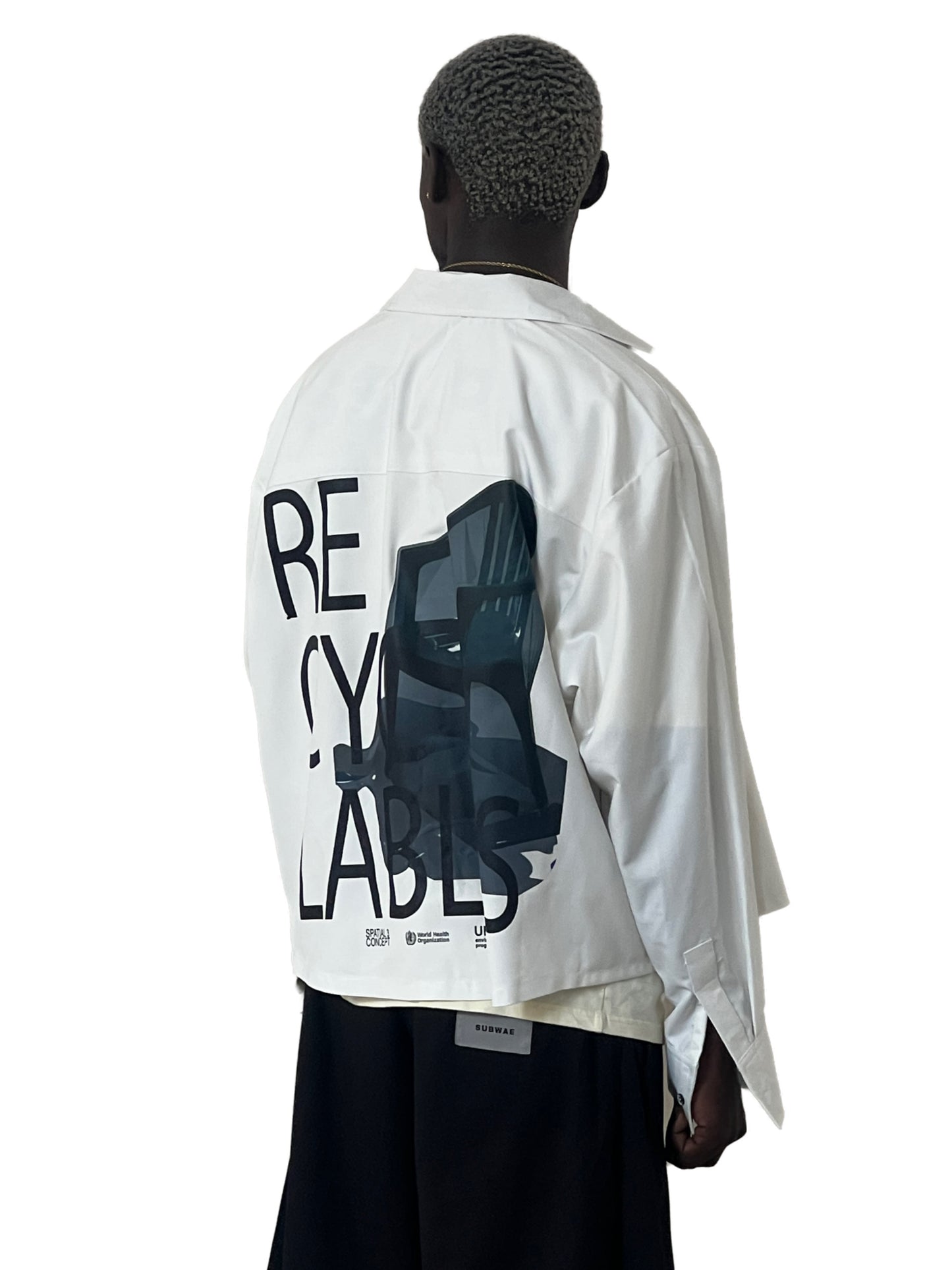 RECYCLABLES BUTTON UP SHIRT in off white