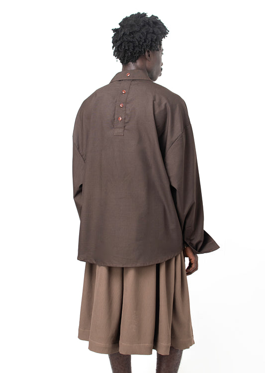 LINEAGE LONG SLEEVES BUTTON UP SHIRT in dark brown