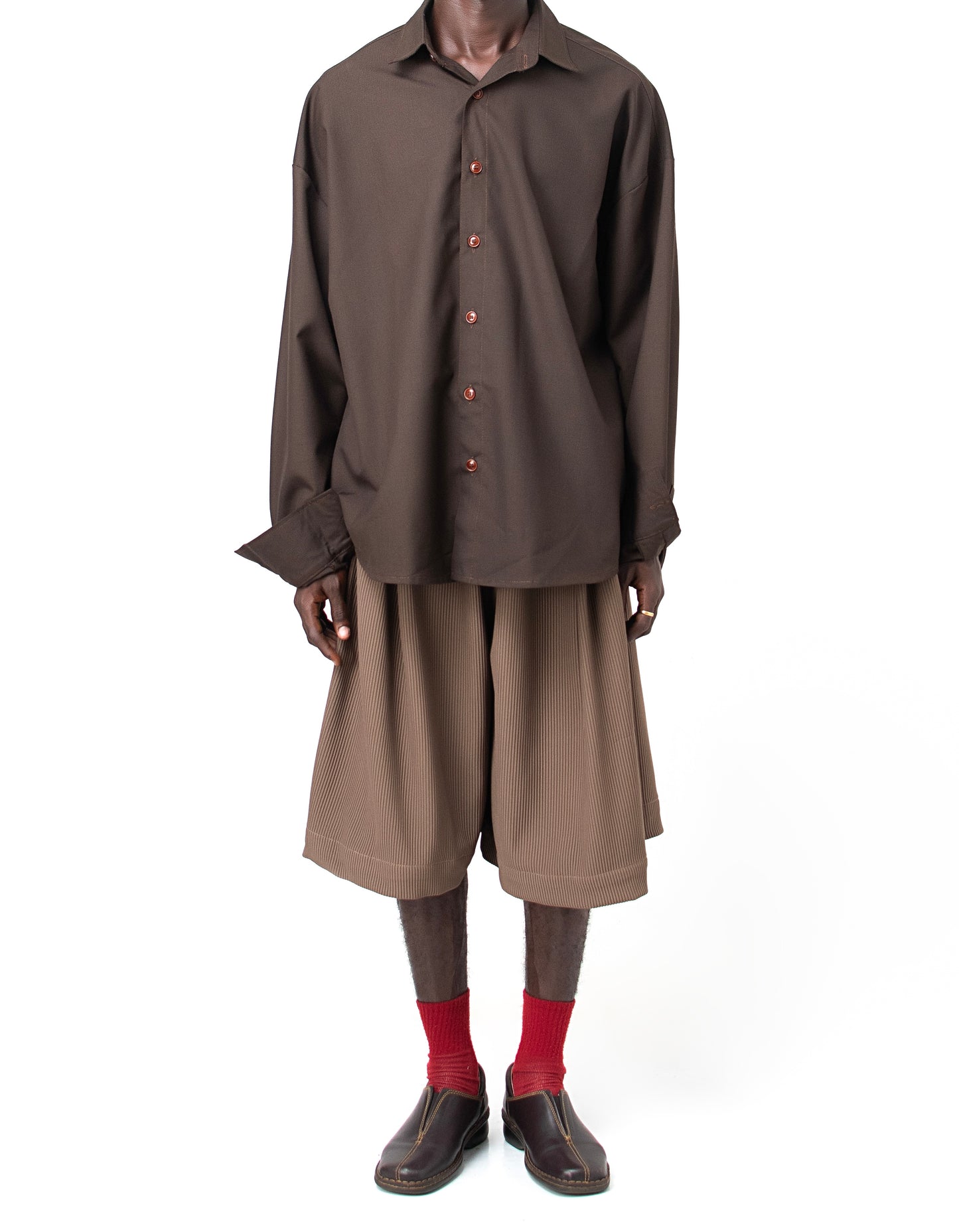 LINEAGE LONG SLEEVES BUTTON UP SHIRT in dark brown