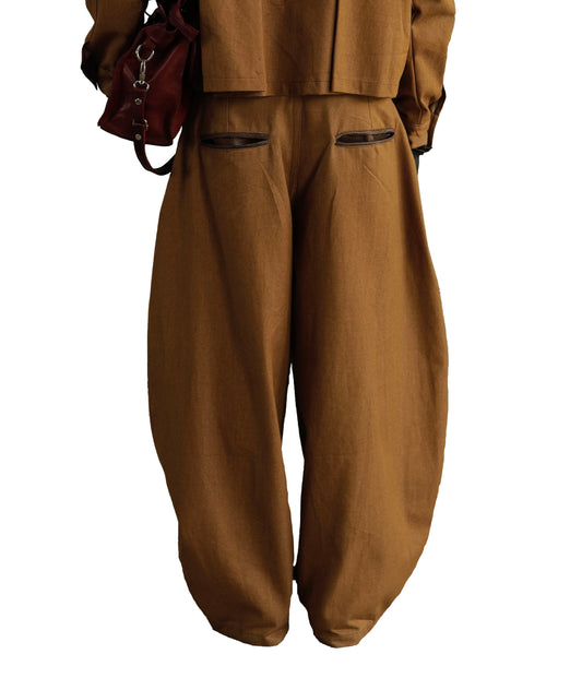 ABOSSEY-OKAI BARREL DENIM PANTS in burnt sugar