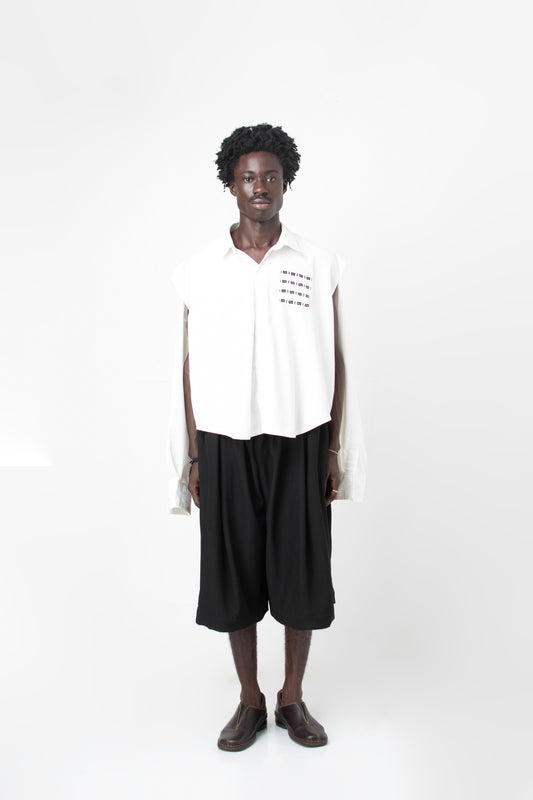 BINARY BUTTON UP LONG SLEEVES SHIRT in off white