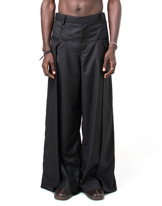 CASHMERE PLEATED TROUSERS in black