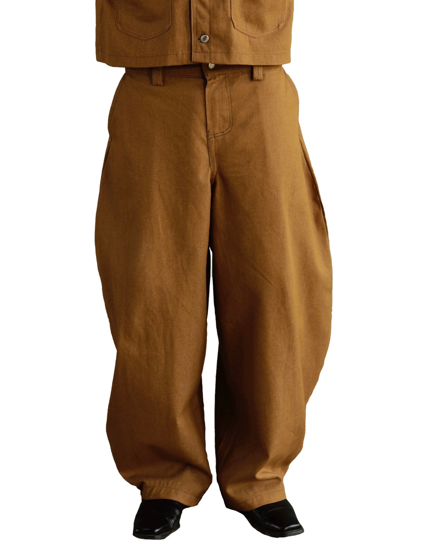 ABOSSEY-OKAI BARREL DENIM PANTS in burnt sugar