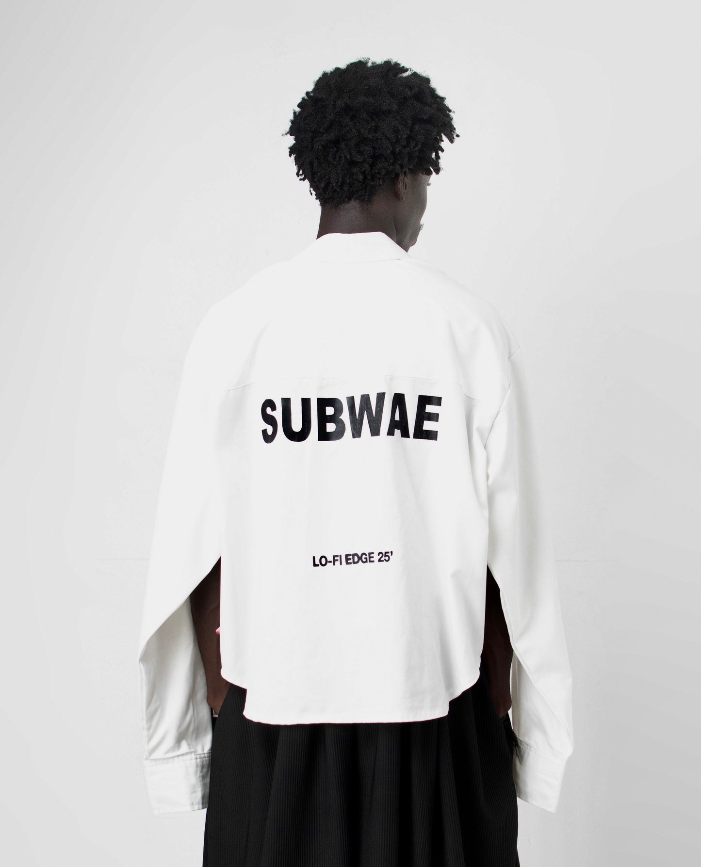 BINARY BUTTON UP LONG SLEEVES SHIRT in off white