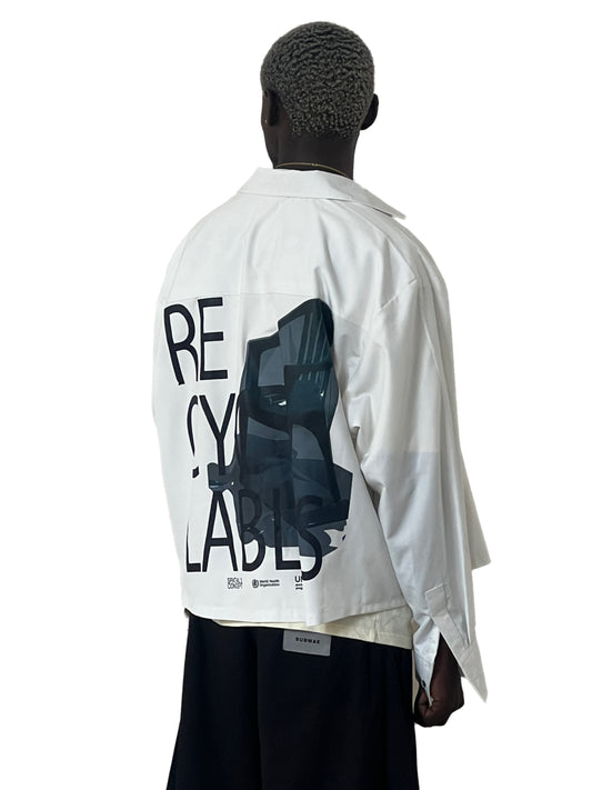 RECYCLABLES BUTTON UP SHIRT in off white