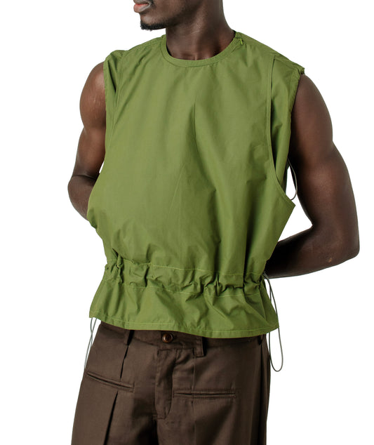 CARPENTER DRAWSTRINGS VEST in forest green