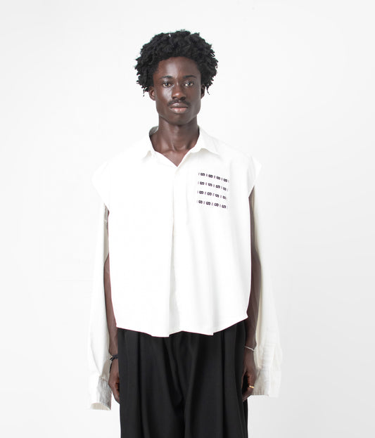 BINARY BUTTON UP LONG SLEEVES SHIRT in off white