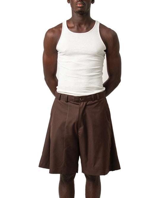 FLARED SHORTS in brown