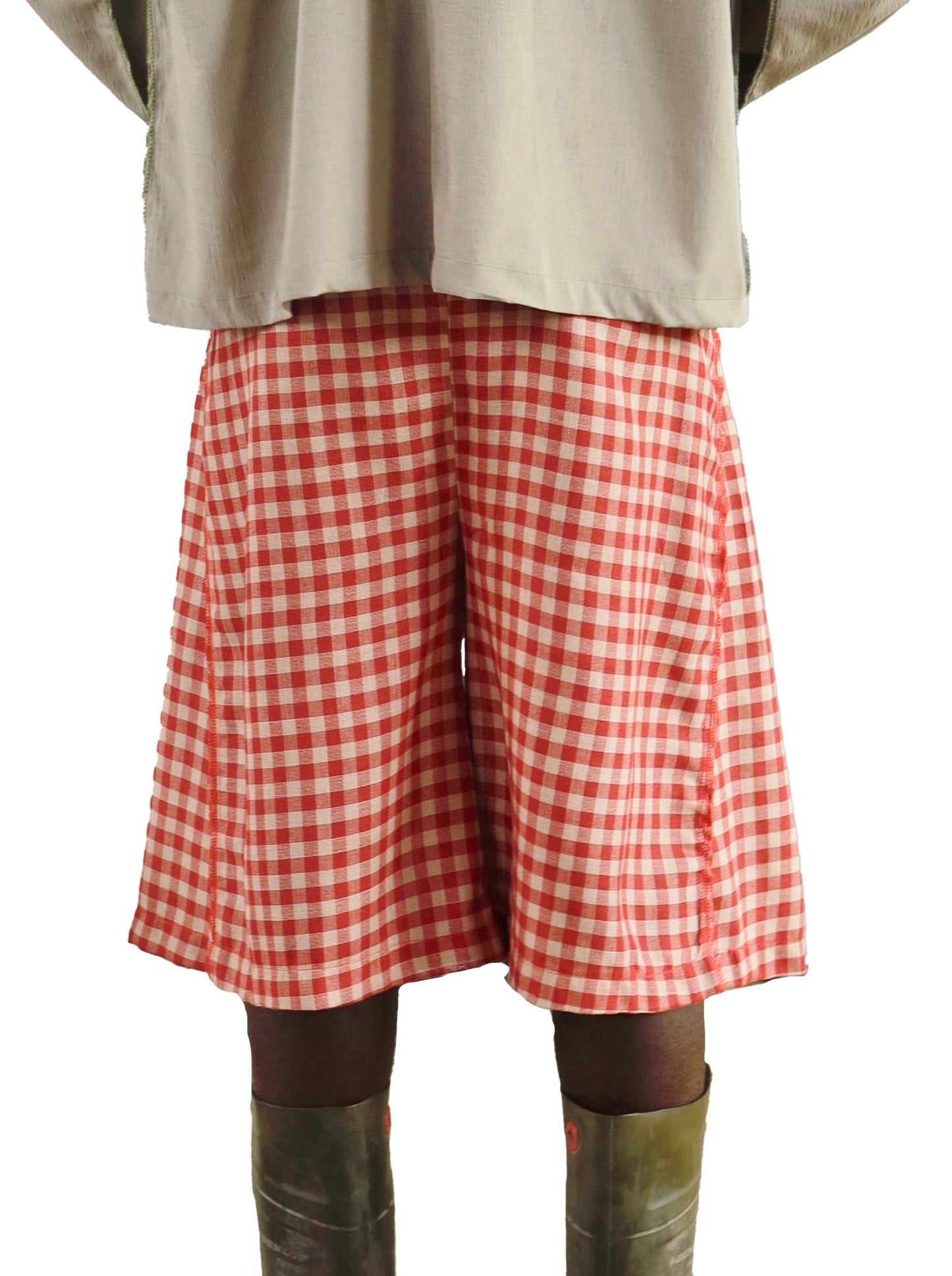 MFRAMA CHECKERED LINEN SHORTS in red and blue