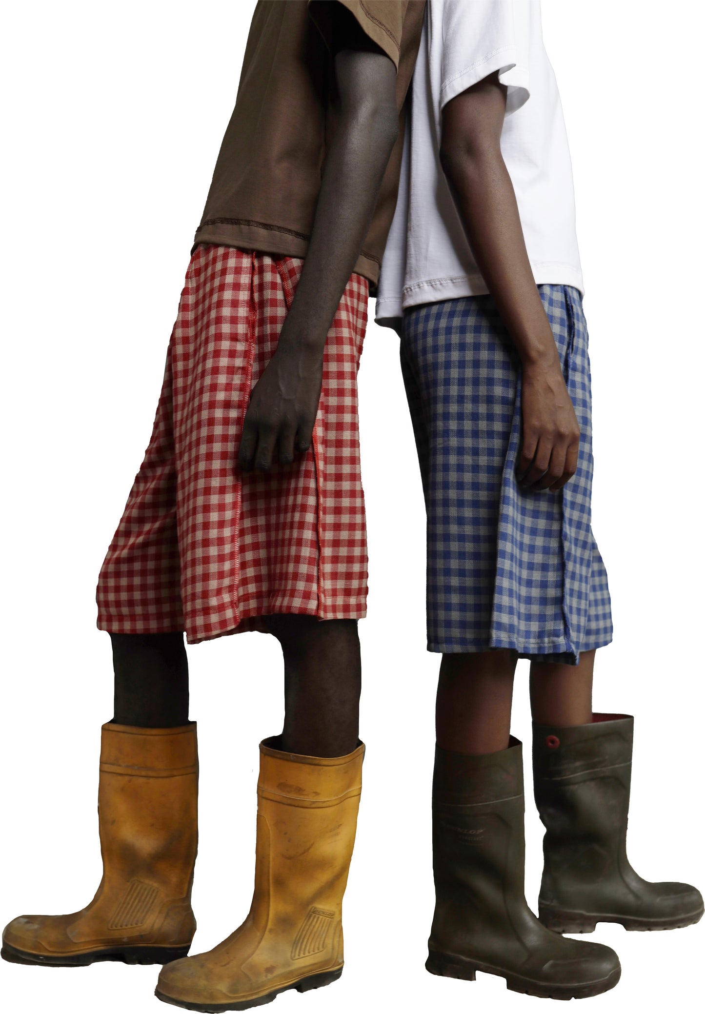 MFRAMA CHECKERED LINEN SHORTS in red and blue