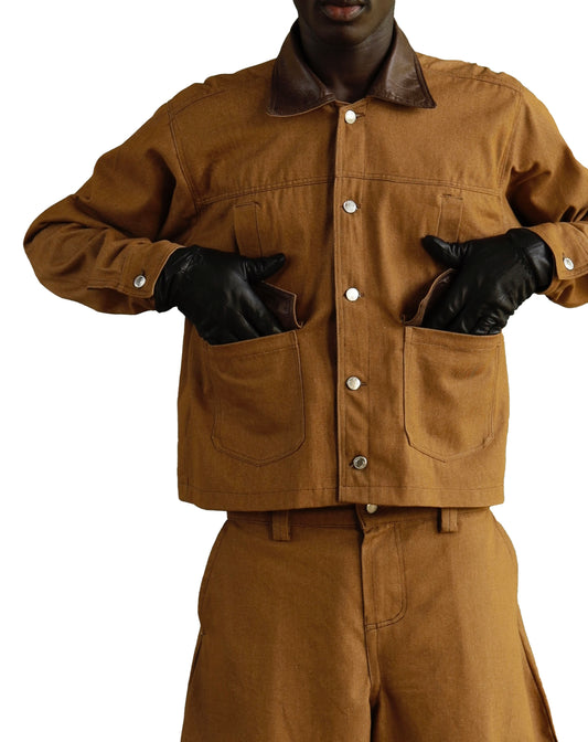 ABOSSEY-OKAI DENIM JACKET in burnt sugar